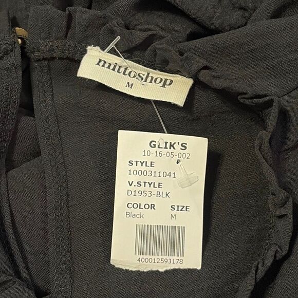 NWT Mittoshop Black Long Sleeve Ruffle Collar Shift Dress Medium - Picture 6 of 7